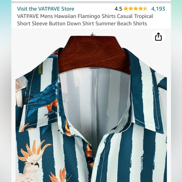 NWOT Men's Casual Button Down Shirt - Blue Parrot Print - Picture 8 of 11